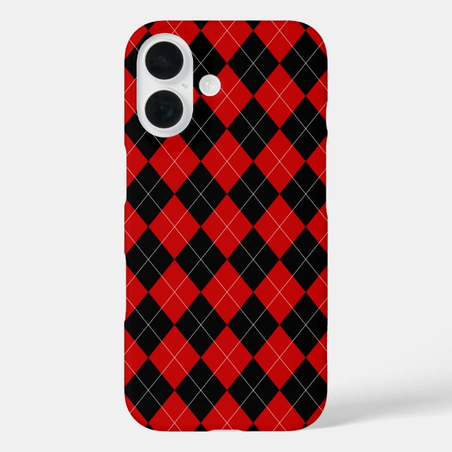 Preppy Argyle Tartan Diamond Plaid Red Black Case-Mate iPhone Case (Back)