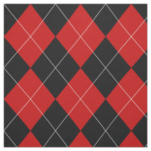 Preppy Argyle Tartan Diamond Plaid Red Black Fabric