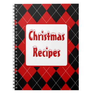 Preppy Argyle Tartan Diamond Plaid Red Black Notebook