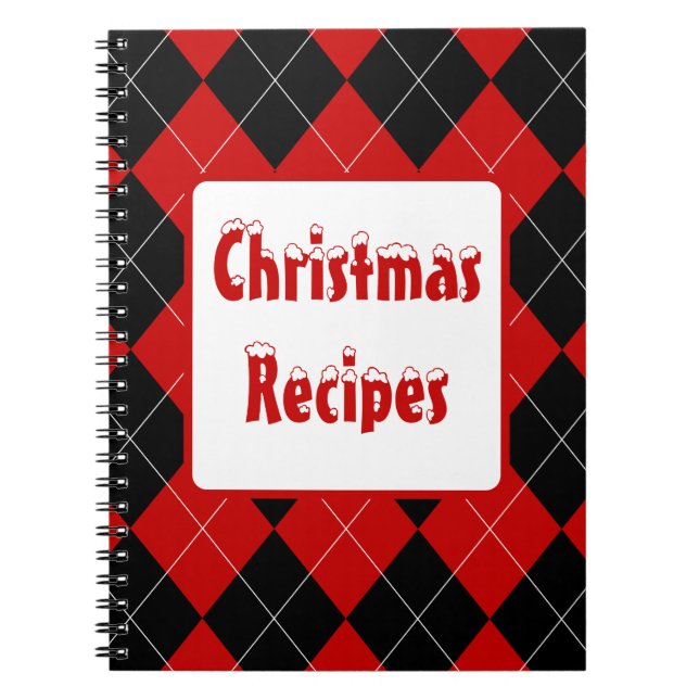 Preppy Argyle Tartan Diamond Plaid Red Black Notebook (Front)