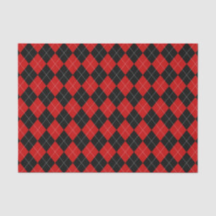 Preppy Argyle Tartan Diamond Plaid Red Black Tissue Paper