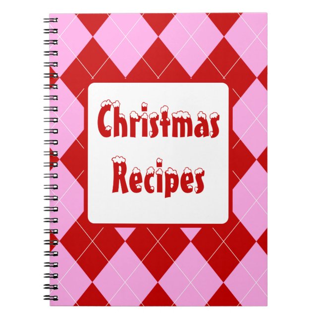 Preppy Argyle Tartan Diamond Plaid Red Pink Notebook (Front)