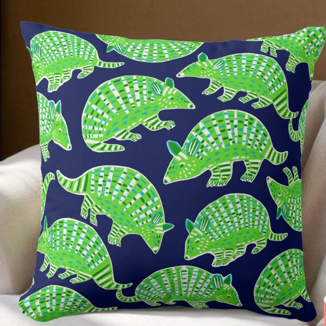Preppy Armadillos Navy Blue Green  Cushion (Creator Uploaded)