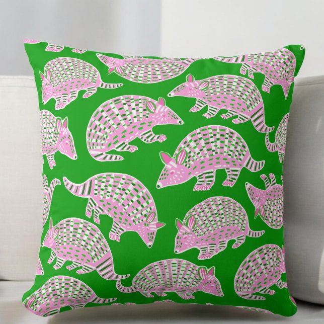 Preppy Armadillos Pink Green  Cushion (Creator Uploaded)