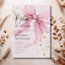 Preppy Baby in Bloom Blush Bow Daisy Baby Shower