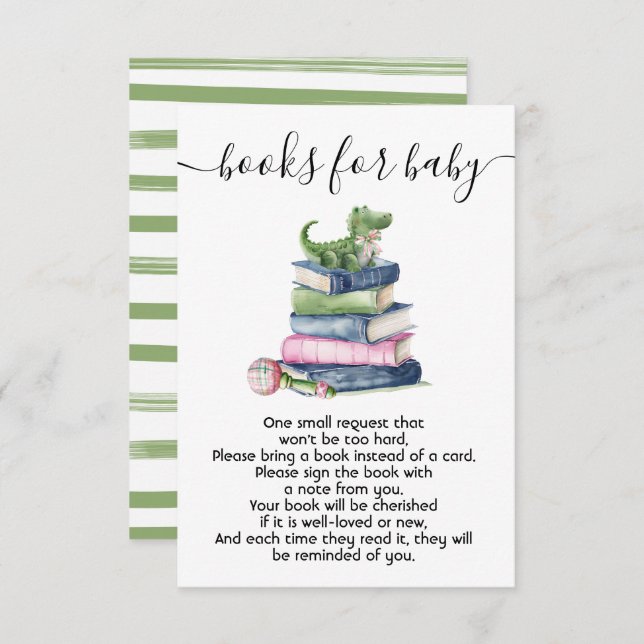 Preppy baby shower books for baby card (Front/Back)