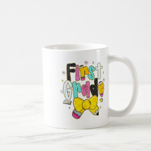 Preppy Back To School 1st Grade Coquette Bow Girls Coffee Mug