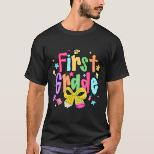 Preppy Back To School 1st Grade Coquette Bow Girls T-Shirt