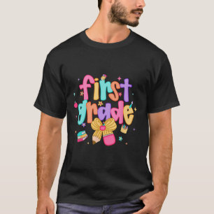 Preppy Back To School 1st Grade Coquette Bow Girls T-Shirt