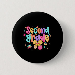 Preppy Back To School 2nd Grade Coquette Bow Girls 6 Cm Round Badge