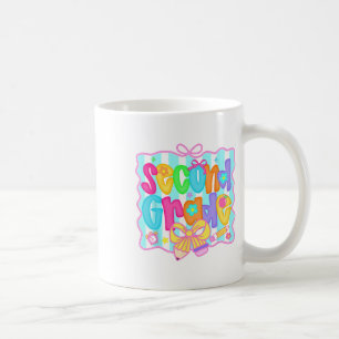 Preppy Back To School 2nd Grade Coquette Bow Girls Coffee Mug