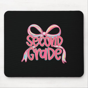 Preppy Back To School 2nd Grade Pink Coquette Bow Mouse Pad