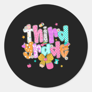 Preppy Back To School 3rd Grade Coquette Bow Girls Classic Round Sticker