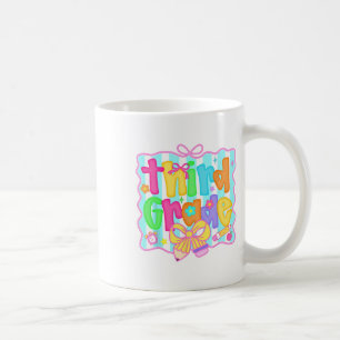 Preppy Back To School 3rd Grade Coquette Bow Girls Coffee Mug