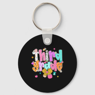 Preppy Back To School 3rd Grade Coquette Bow Girls Key Ring