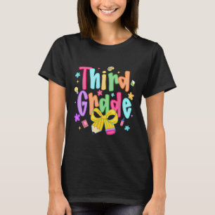 Preppy Back To School 3rd Grade Coquette Bow Girls T-Shirt