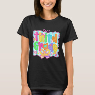 Preppy Back To School 3rd Grade Coquette Bow Girls T-Shirt