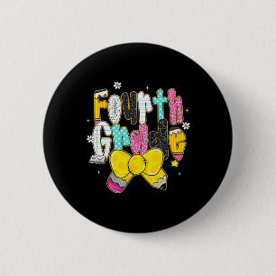 Preppy Back To School 4th Grade Coquette Bow Girls 6 Cm Round Badge