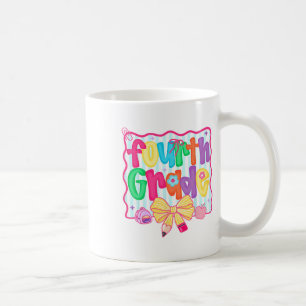 Preppy Back To School 4th Grade Coquette Bow Girls Coffee Mug