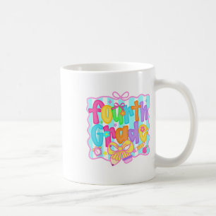 Preppy Back To School 4th Grade Coquette Bow Girls Coffee Mug
