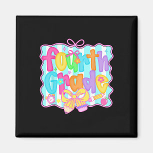 Preppy Back To School 4th Grade Coquette Bow Girls Magnet