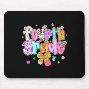 Preppy Back To School 4th Grade Coquette Bow Girls Mouse Pad
