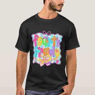 Preppy Back To School 4th Grade Coquette Bow Girls T-Shirt