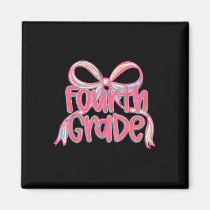 Preppy Back To School 4th Grade Pink Coquette Bow  Magnet