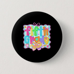 Preppy Back To School 5th Grade Coquette Bow Girls 6 Cm Round Badge