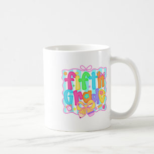 Preppy Back To School 5th Grade Coquette Bow Girls Coffee Mug