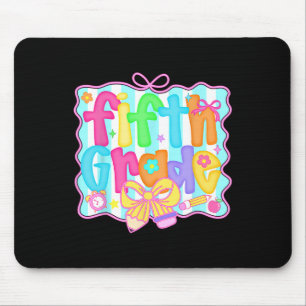 Preppy Back To School 5th Grade Coquette Bow Girls Mouse Pad