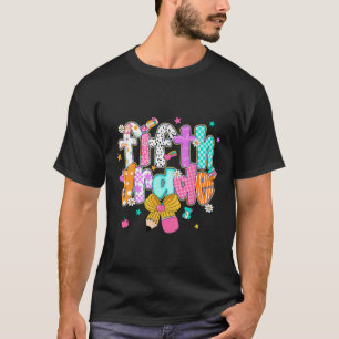 Preppy Back To School 5th Grade Coquette Bow Girls T-Shirt