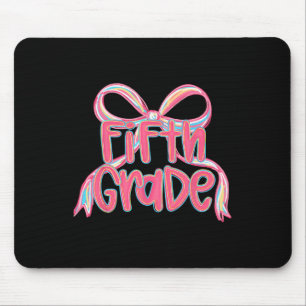 Preppy Back To School 5th Grade Pink Coquette Bow Mouse Pad