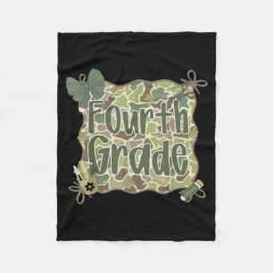 Preppy Back to School Boys Girls Old Camo Fourth Fleece Blanket