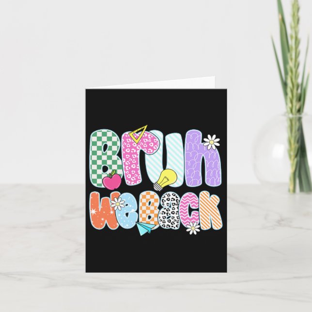 Preppy Back To School Colourful Bruh We Back Teach Card (Front)