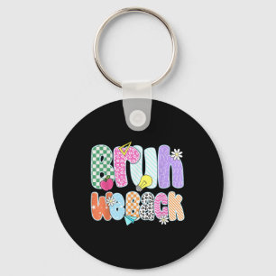 Preppy Back To School Colourful Bruh We Back Teach Key Ring