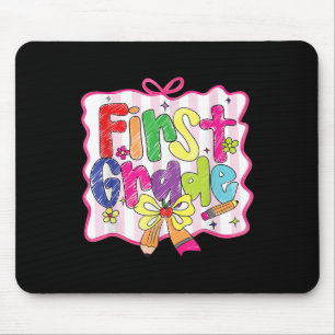 Preppy Back To School Coquette First Grade Girly C Mouse Pad