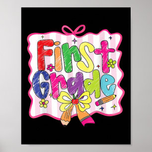 Preppy Back To School Coquette First Grade Girly C Poster