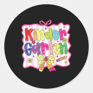 Preppy Back To School Coquette Kindergarten Girly Classic Round Sticker