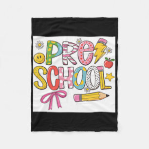 Preppy Back To School Coquette Preschool Girly Che Fleece Blanket
