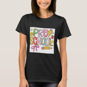 Preppy Back To School Coquette Preschool Girly Che T-Shirt
