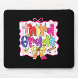 Preppy Back To School Coquette Third Grade Girly C Mouse Pad