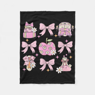 Preppy Back To School Cute Girly Coquette Bow Girl Fleece Blanket