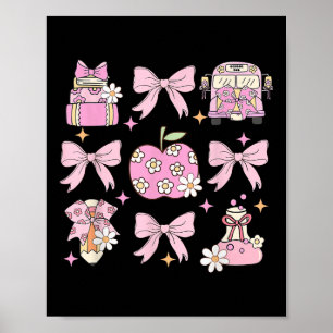 Preppy Back To School Cute Girly Coquette Bow Girl Poster