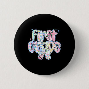 Preppy Back To School Floral 1st Grade Coquette Gi 6 Cm Round Badge