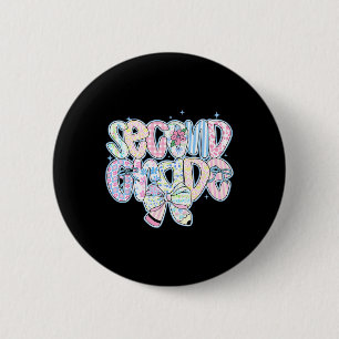 Preppy Back To School Floral 2nd Grade Coquette Gi 6 Cm Round Badge