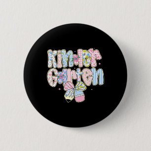 Preppy Back To School Floral Kindergarten Coquette 6 Cm Round Badge