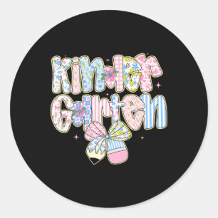 Preppy Back To School Floral Kindergarten Coquette Classic Round Sticker