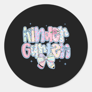 Preppy Back To School Floral Kindergarten Coquette Classic Round Sticker