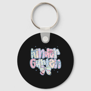 Preppy Back To School Floral Kindergarten Coquette Key Ring